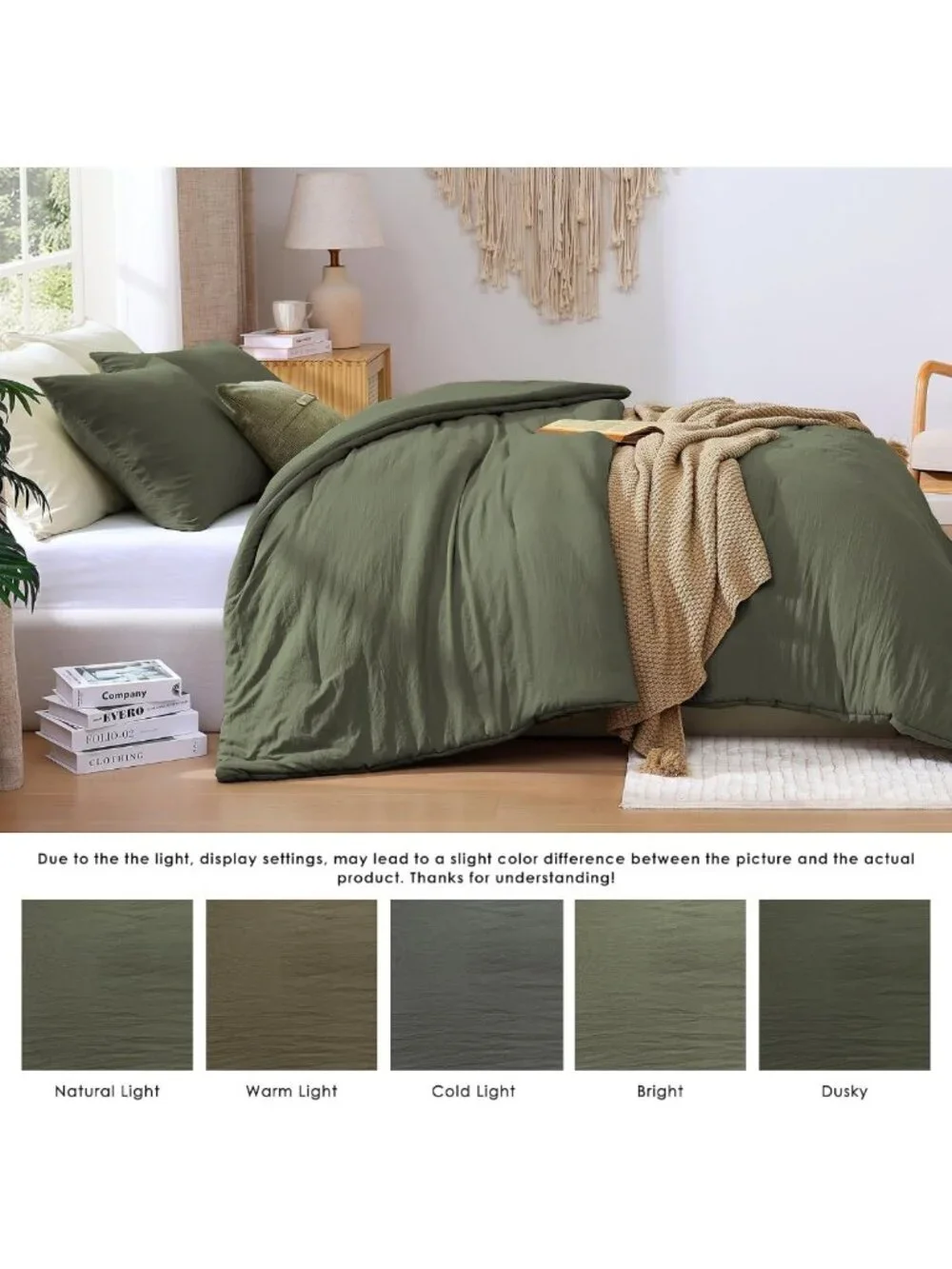 Cozy King Size 3-Piece Olive Green Comforter Set - Soft Bedding for Ultimate